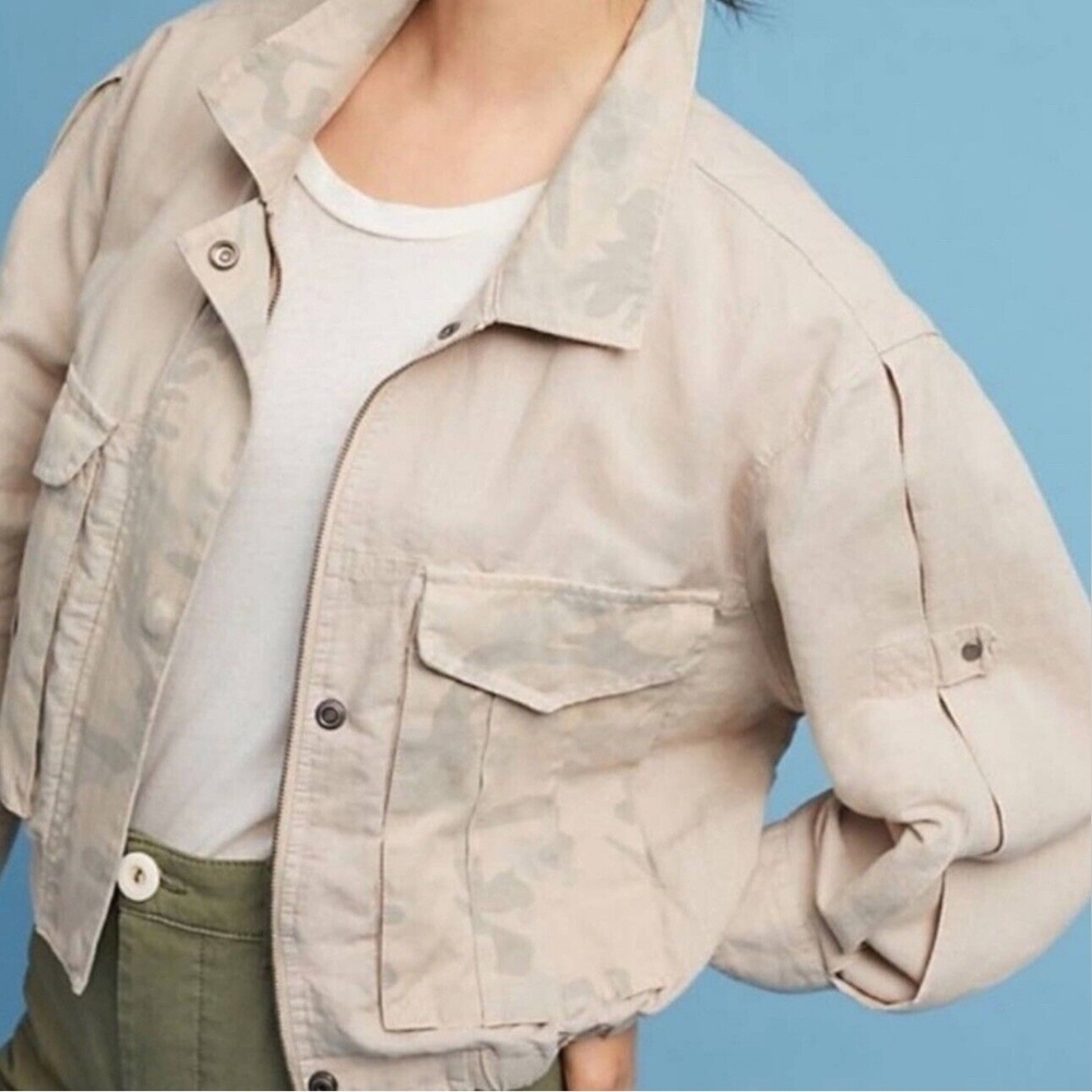 ANTHROPOLOGIE HEI HEI beige camo jacket  size large. NEW WITH TAGS